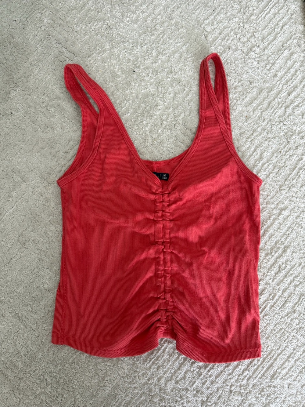 Abercrombie & Fitch Red Ruched Front Tank Top